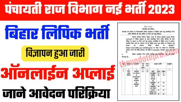 Bihar Panchyati Raj Vibhag Clerk New Vacancy 2023